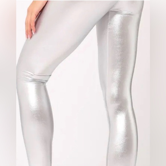 American Apparel Metallic Silver Leggings - Picture 5 of 5